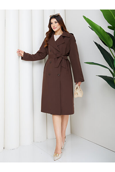 Moda İncir Oversize Draped Water-Repellent Trench Coat