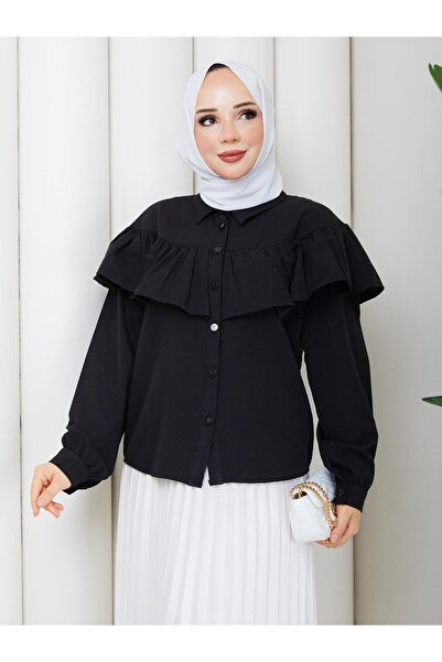 exxitcollection Women's Hijab Shirt with Cape Top Long Sleeves