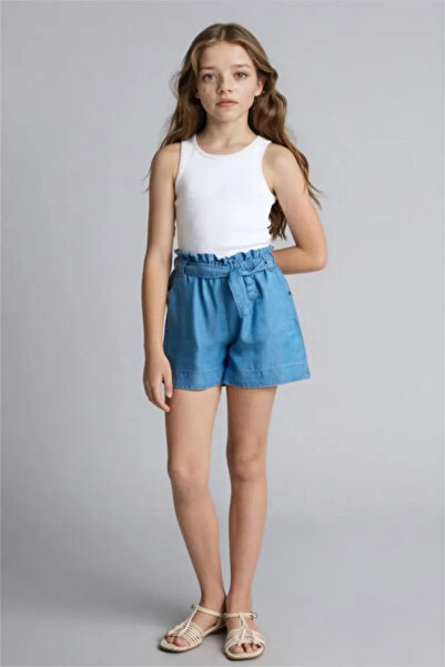 DeFacto Blue Denim Shorts with Belted Tie for Girls G6380A826Sm