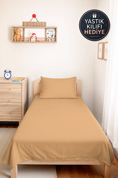 Evimde Bambaşka Beige Minimal Young Room Single Pique Set - Quilted Plain 160...