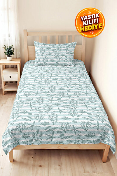 Evimde Bambaşka Deniz Yıldızı Marine Mint Young Room Single Pique Set - Strip...