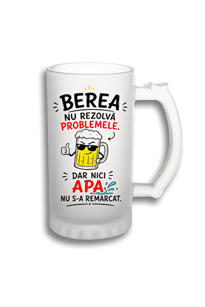 peGiftuiala Halbă Bere Personalizată 500 ml – Berea Nu Rezolvă Problemele