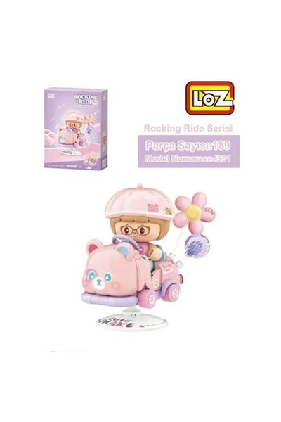 Angel Of Life Lz-4301 Loz Pink Bear Swinging Drive 189 Pieces Block Toy