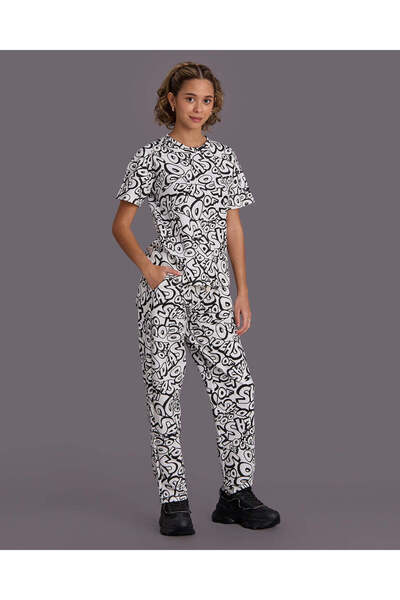 REDTAG Senior Girls White And Black Pyjama Set
