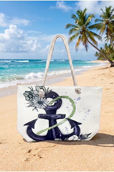 hazelin Women's Anchor Flower Print Large Size Beach Bag Hzl26S-Tt01