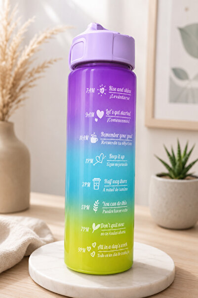 Parmeva Colorful Motivational Water Bottle 900 ml School Sports Travel Daily ...