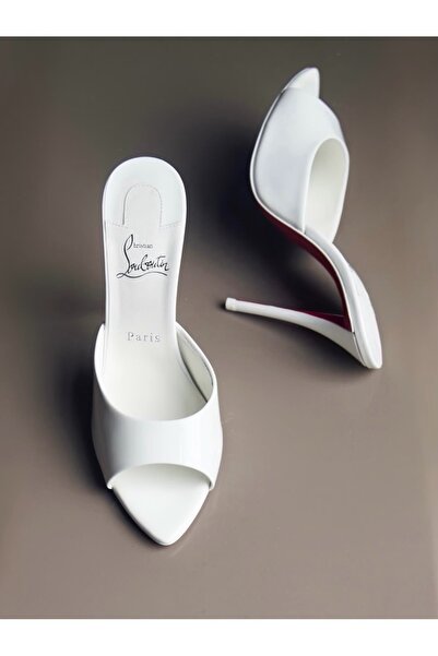 NEW Christian Louboutin Miss z Womens Mules White Heel