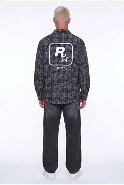 Respire Men's Res City Printed Oversize Shirt Brown