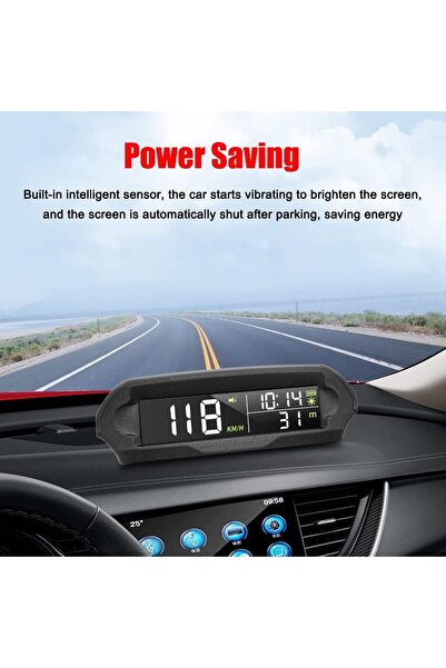 MIIQ2 Gps Hız Göstergesi Hud Ekran Güneş Enerjili Dijital Kilometre Sayacı Ar...