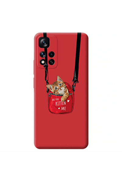 Other Xiaomi Redmi Note 11 Pro 5G Kitten Me Red Colored Silicone TPU Θήκη