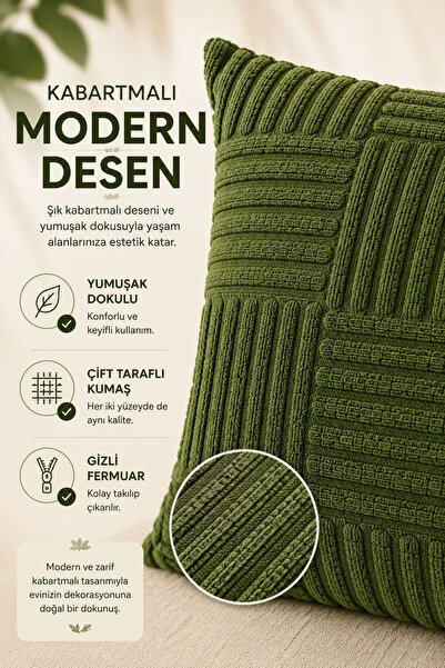 OTEXSA Embossed Textured Soft Cushion Cover Green Decorative Pillowcase Single