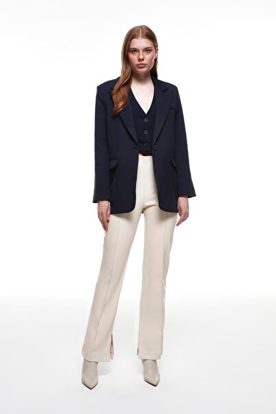 Quzu Women's Jacket 50873 Navy Blue