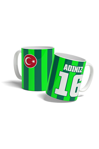 offside Bursa Bardak Taraftar Yeşil Forma Tasarımlı Kişiye Özel Baskılı Kişis...