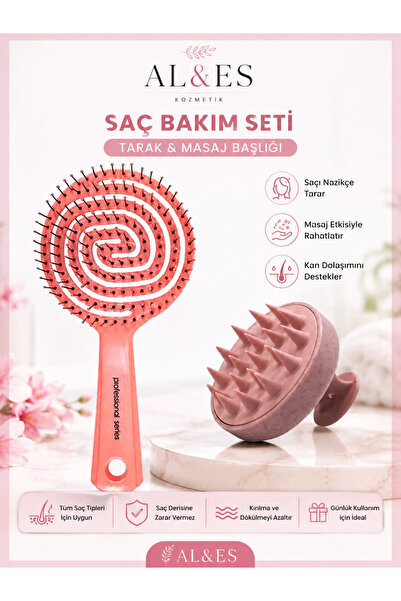 AL&ES kozmetik 2'li Saç Bakım Seti - Kıvırcık Saç Belirginleştirici Tarak & S...