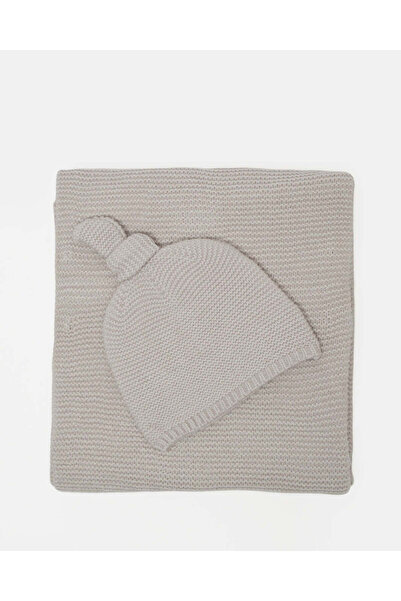REDTAG Baby Beige Knitted Blanket With Cap