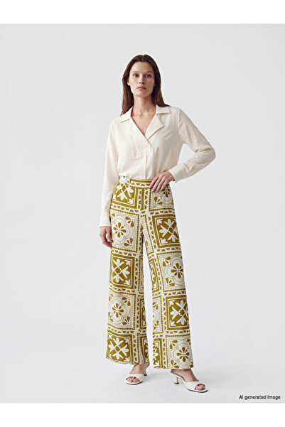 LC Waikiki Rmz Gi̇yi̇m Farkiyla Women's Embroidered Trousers with Waist Cord