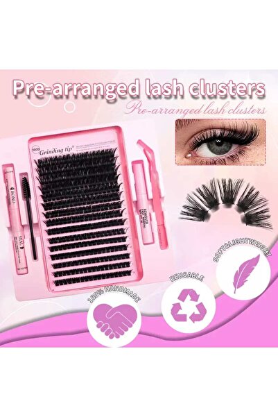 Glamura Lashes Kit Extensii Gene Cluster Mega Volum 100D Ultra-Ușoare, 100% L...