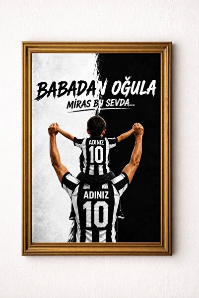 buzz.desgins Kişiye Özel Baba Oğul Siyah Beyaz Taraftar Tablosu (Çerçeve Seçe...