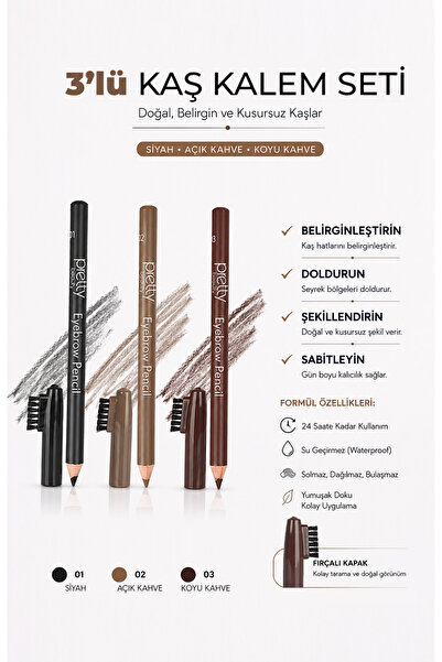 Nera Classy Eyebrow Pencil Black/Light Brown/Dark Brown Eyebrow Pencil Set wi...