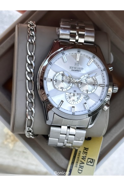 Reward Functions Active, in Stylish Box, Silver Steel Cord, White Dial Calend...
