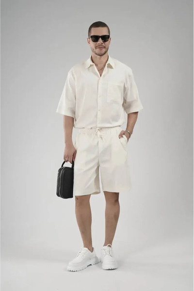 king brich ανδρικό ελαστικό σετ σε μπεζ χρώμα, σε oversize γραμμή, από 100% β...