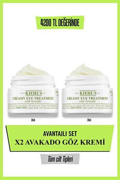 Kiehl's Creamy Eye Treatment Yoğun Nem Veren Avokado Göz Kremi İkili Cilt Bak...