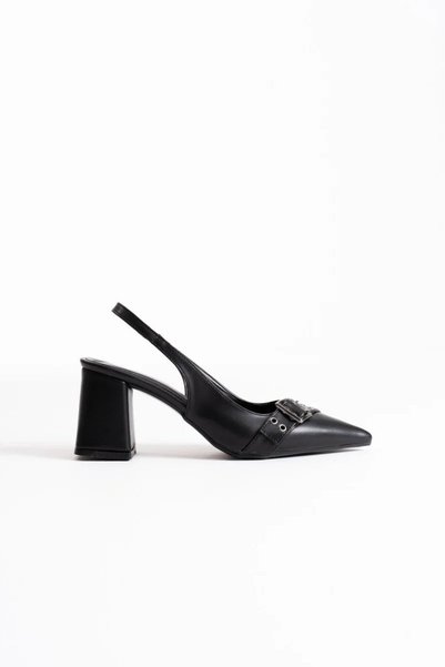 Generic Brand Black Skin Women's Heeled Shoes Tr08Ms07D