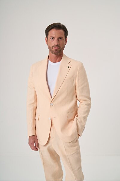 Velvarde Keten/Mono Collar-Dual Slit Jacket Salmon