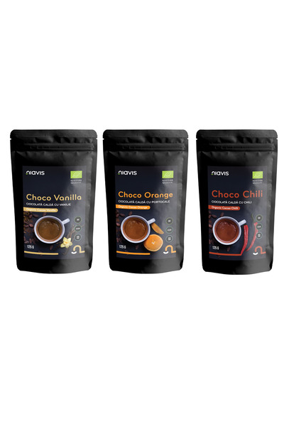 Niavis Pachet Ciocolată Caldă: Mix Choco Vanilie + Mix Choco Portocală + Mix ...