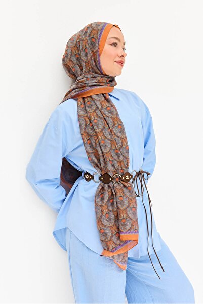 Silk Home شال تينسل مونار بلون برتقالي داكن