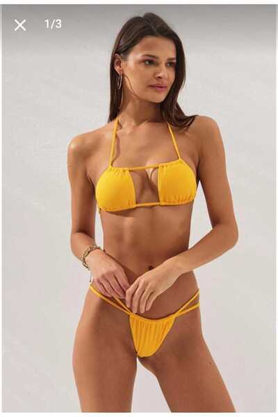 Pierre Cardin 2026 Sezon Straplez String Bikini Takım Sarı