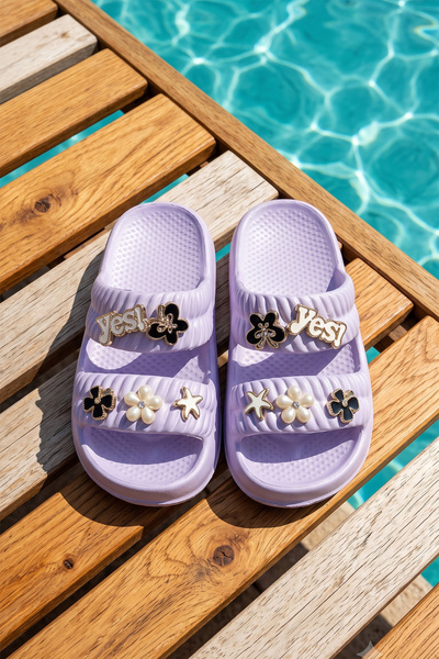 REMSA Children's Stone Detailed Slippers 333-433 Lilac
