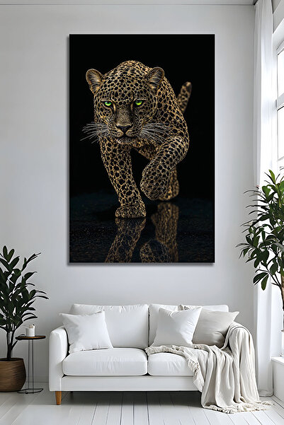 Parıltı Yayınları Pırlanta Efektli Leopar Tablo Dekoratif Cam Tablo 3D Görünü...