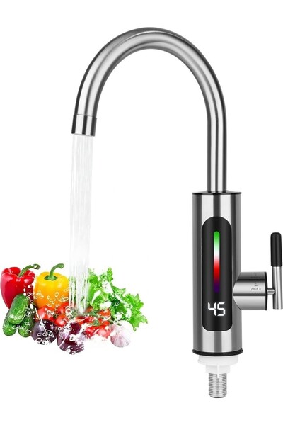 MIIQ2 Electric Instant Water Heater Faucet with Digital Display Stainless Steel 360 Degree Rotating Kitchen and Bathroom Faucet