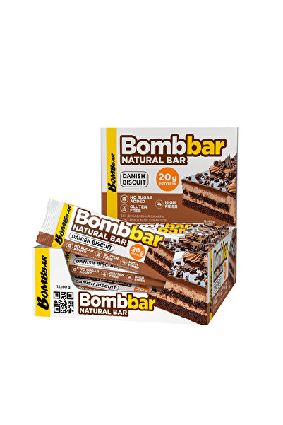 BOMBBAR Natural Protein Bar Danish Biscuit Gluten Free, High Fiber & No Sugar...