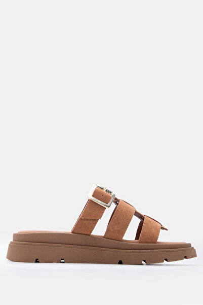 Luigi DESIGN Δερμάτινα Σανδάλια Flatform με Λουράκια & Αγκράφα - Ταμπά - 40