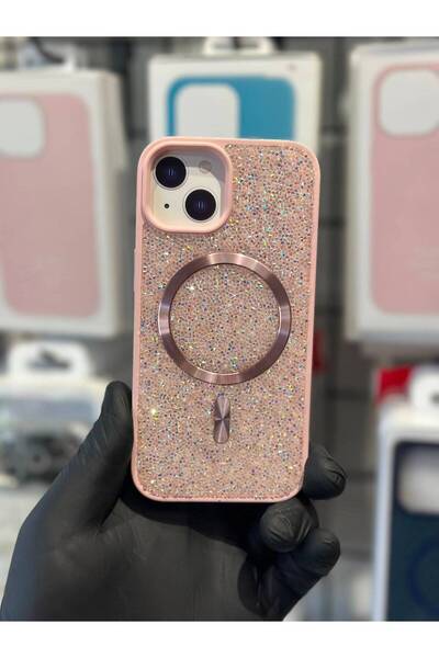 TAK Bİ KILIF iPhone 13 14 15 Uyumlu Kılıf MagSafe Uyumlu Simli Taşlı Manyetik...