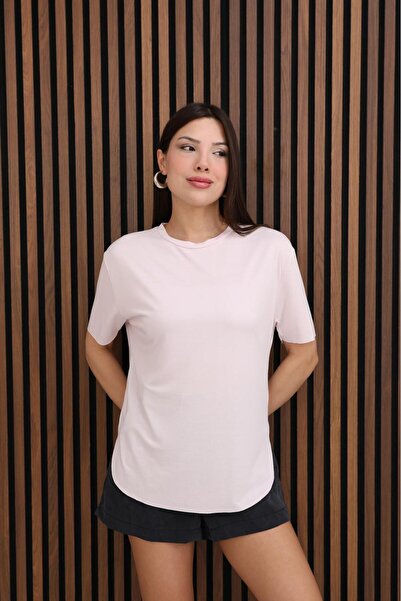 Mersella Livesta Women's Oversize Basic Crew Neck T-Shirt 50% Cotton 50% Poly...