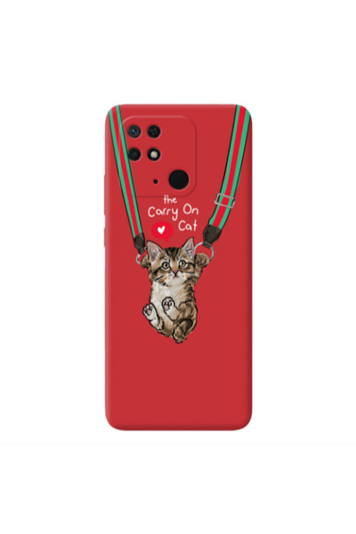 Other Xiaomi Redmi 10C Swinging cat Red Colored Silicone TPU Θήκη