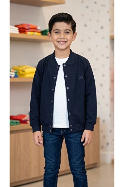 ADA YILDIZ KİDS Boy's Buttoned Navy Blue Cardigan 12/15 Years