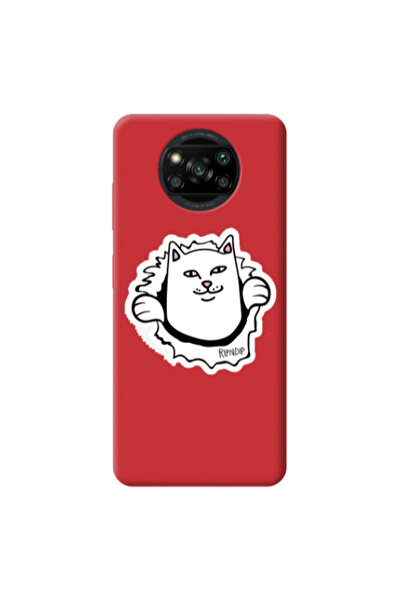 Other Xiaomi Poco X3 /X3 Pro White cat Red Colored Silicone TPU Θήκη