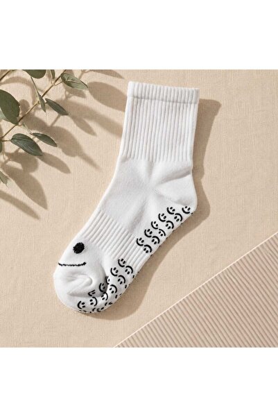 E&N Socks Gülücük Nakışlı Kaydırmazlı Pilates Çorabı