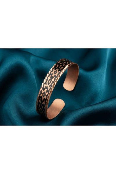Erol Bakır New Series Copper Authentic Ethnic Patterned Adjustable Handcuff B...