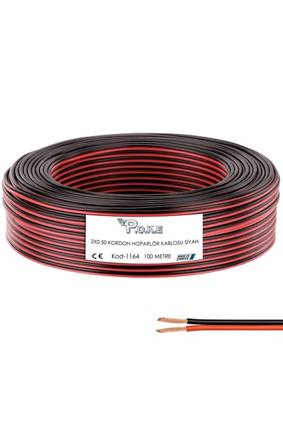POKUSA 2x0.50 Hoparlör Kablosu Siyah Kordon 100mt Poke PK-1164
