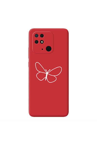 Other Xiaomi Redmi 10C butterfly Red Colored Silicone TPU Θήκη