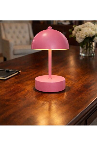 Betül Home Design Mantar Pembe Model Pilli Aç-Kapa Tuşlu Masa Lambası Proje S...