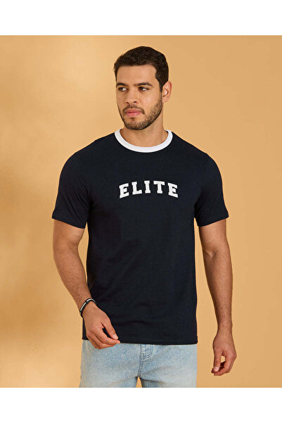REDTAG Men Black Printed T-Shirt