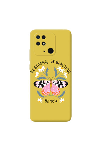 Other Xiaomi Redmi 10C Be Strong Yellow Colored Silicone TPU Θήκη