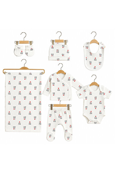 cles couture 7 Piece Mom&Dad Patterned Newborn Baby Set - 100% Cotton