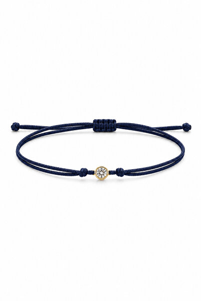 KAIROS JEWELRY 14 Ayar Altın Premium Tektaş Makrome Ayarlanabilir İpli Bileklik